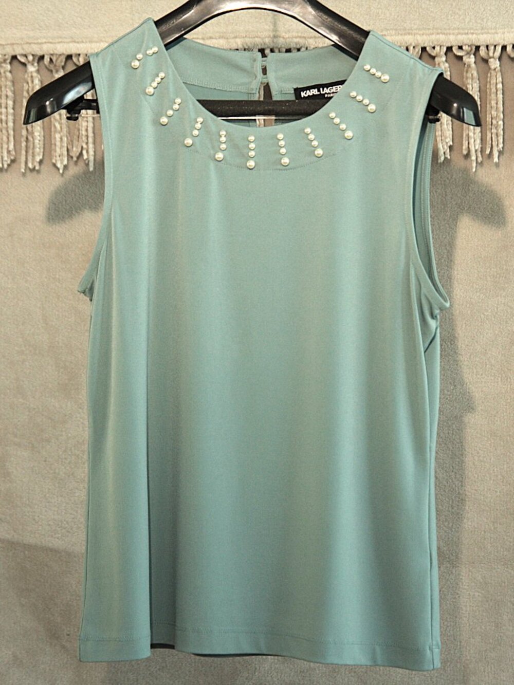 Karl Lagerfeld Pearl Collar Top